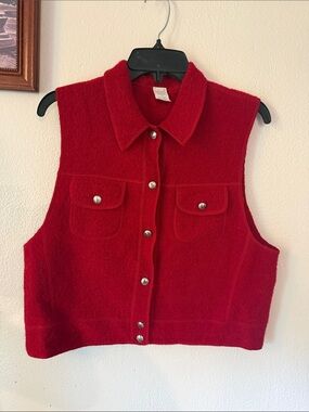 Vintage Lands end 100% wool button down sleeveless